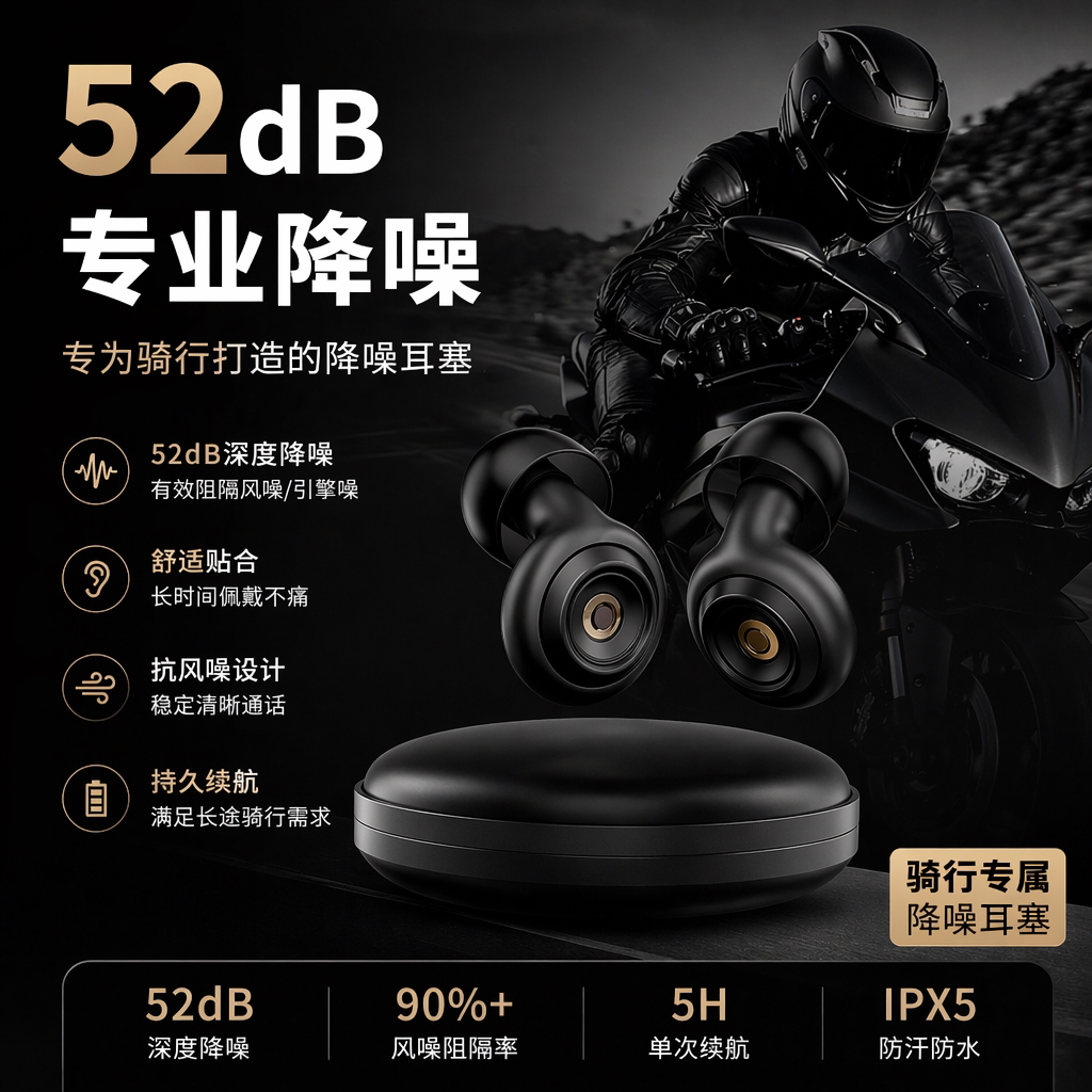 摩托车降噪耳塞骑行降风噪防风隔音专用不伤耳赛车超强静音防噪音