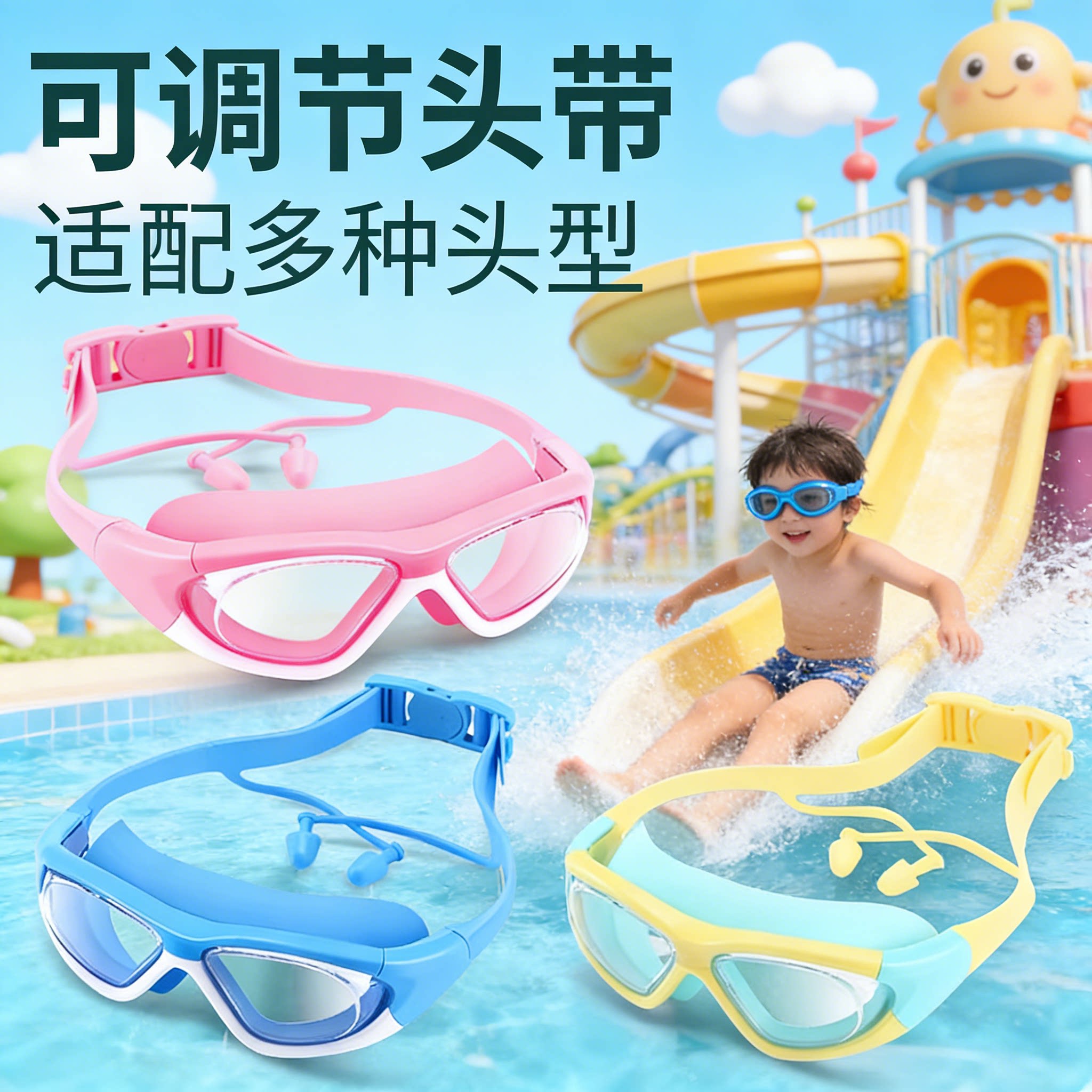 儿童泳镜防雾3-15岁专业游泳防雾眼镜男女童防水护目镜耐用