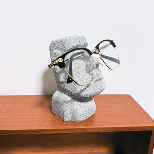 “给原始人戴个眼镜”摩艾石像复活节岛趣味摆件创意眼镜支架礼品