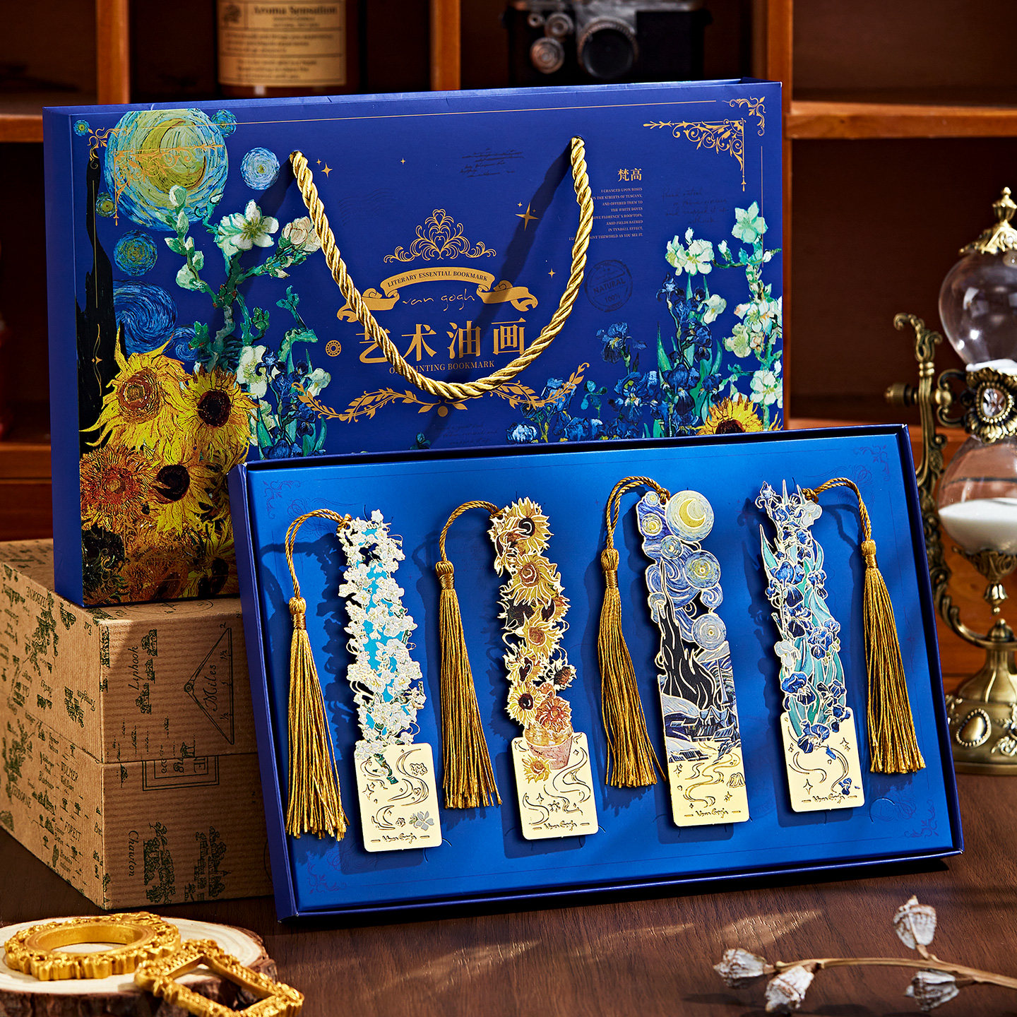 梵高复古镂空艺术油画流苏金属书签高档精致高级感小学生毕业礼品送老师礼物古典中国风创意高颜值文创纪念品