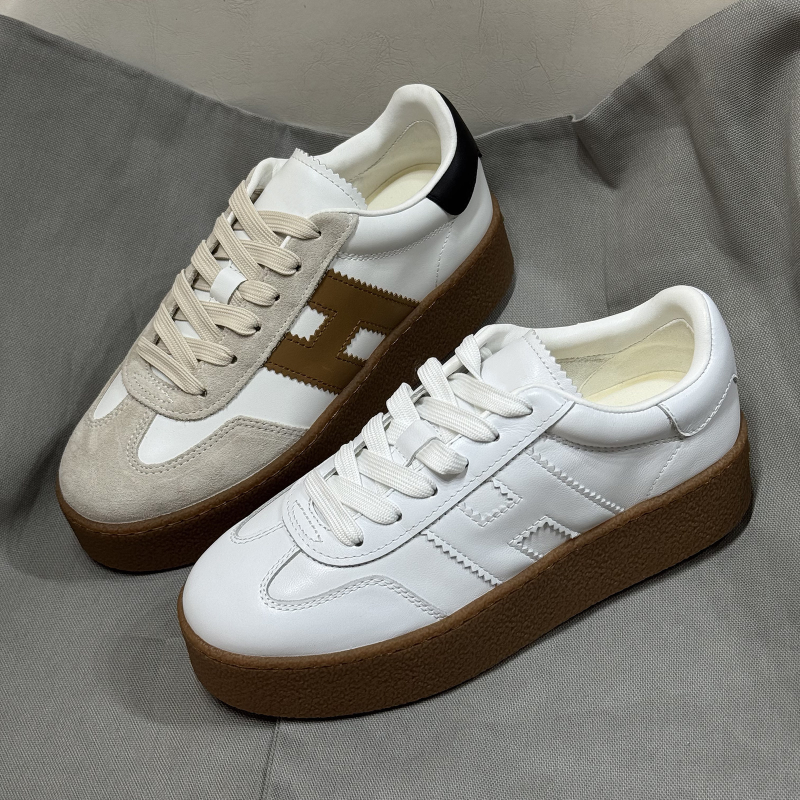 2026新款拼色厚底德训鞋女真皮增高休闲运动鞋时尚松糕鞋小白鞋,女鞋,德训鞋,淘宝优惠券,粉丝福利购,淘宝优惠卷