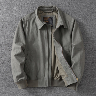 秋冬商务休闲翻领双层纯棉夹克