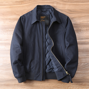 冬季美式商务青年翻领夹棉厚款夹克外套男户外工装水洗纯棉上衣男