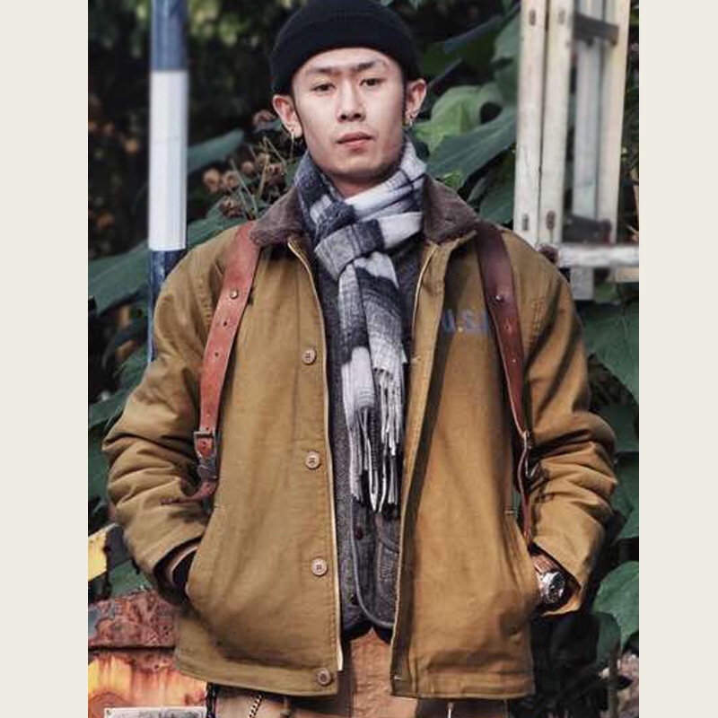 秋冬阿美咔叽工装棉袄N1甲板服夹克加厚加绒复古棉衣棉服男外套