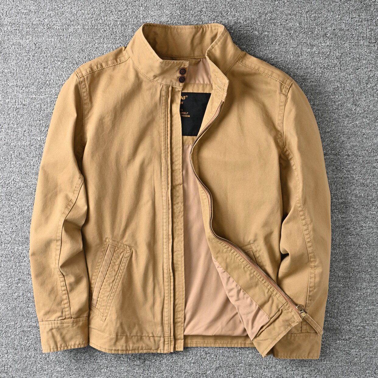 秋冬新款纯棉迷彩工装外套男短款修身立领复古怀旧夹克外套潮