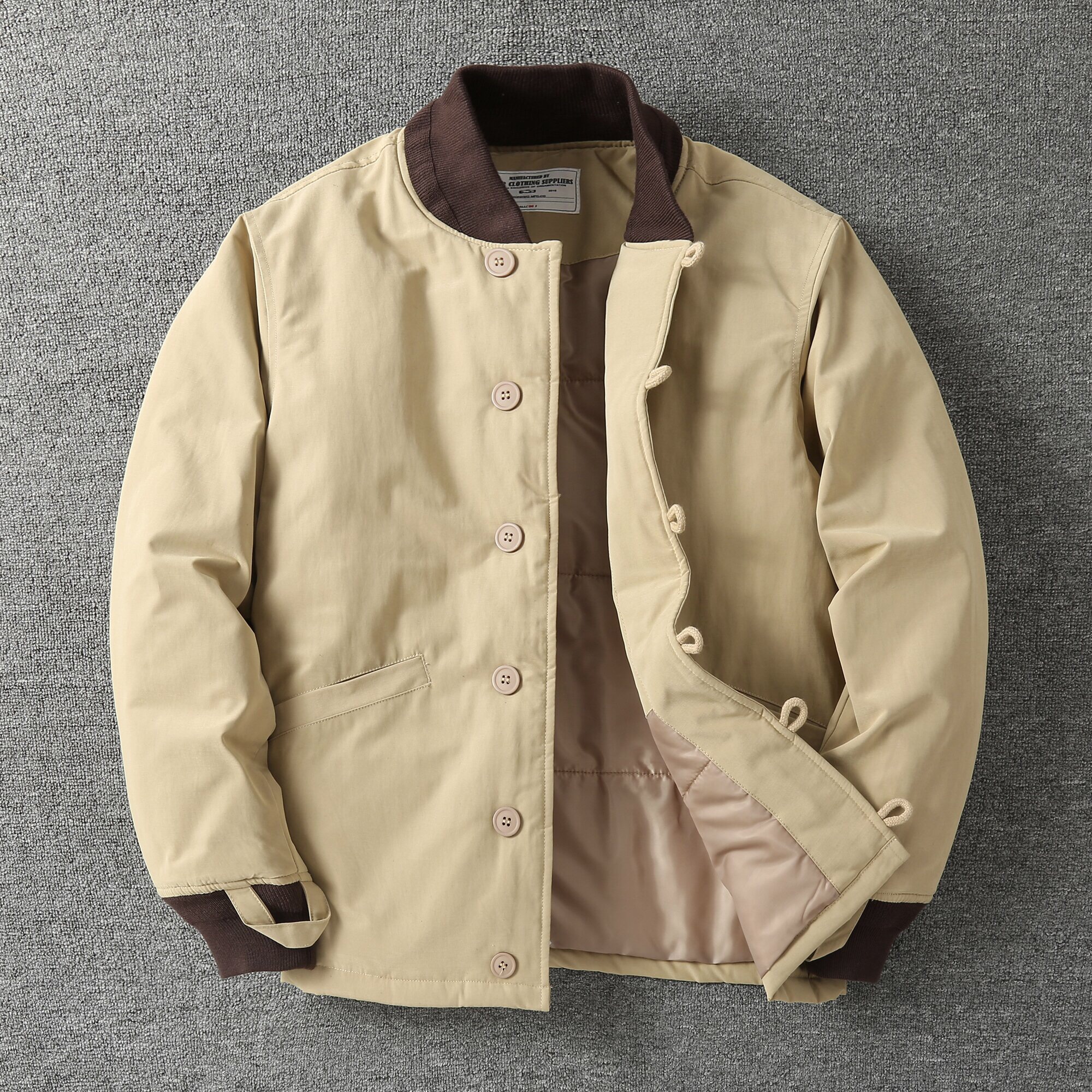 美式复古棒球领内胆夹克外套