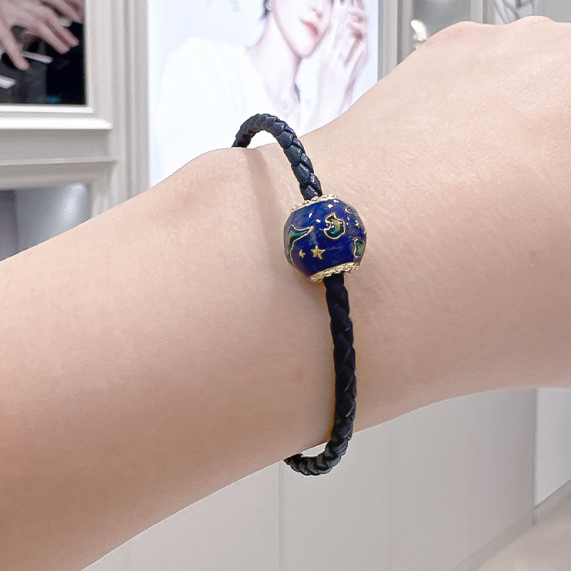 pandora潘多拉浪漫地球皮绳手链套装女创意小众百搭高级762431c01