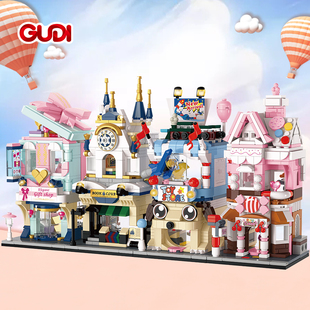 新乐新古迪城市街景梦幻街道商店组装模型儿童拼装积木拼插玩具屋