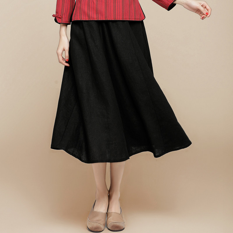 玉想素舞 原创女装黑色长裙文艺百搭配茶人服国学女A裙半裙中长裙|msdalam kategori Butik wanita / wanita, skirt - dari Buy2taobao.com untuk memberikan perkhidmatan ejen Taobao profesional membeli