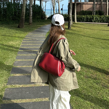 Jennie同款Astra保龄球包真皮小众设计牛皮单肩腋下手提通勤女包