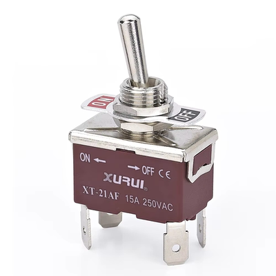 XURUI XT-21AF 钮子开关 双极单向复位拨动开关 4脚2档摇杆开关