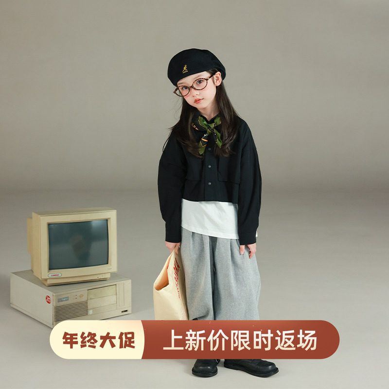 大耳象女童大口袋短衬衫外套秋季新款宝儿纯棉休闲短版长袖上衣,童装/婴儿装/亲子装,普通外套,淘宝优惠券,粉丝福利购,淘宝优惠卷