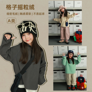 utouto大耳象女童套指薄绒卫衣2025冬季 宝儿连帽加绒百搭上衣 新款