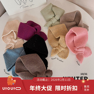 大耳象童装铺女童纯色针织围脖冬新款时髦围脖霜叶红于二月花