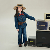 宝儿休闲套装 新款 2026春季 大耳象女童口袋翻领牛仔外套微喇牛仔裤