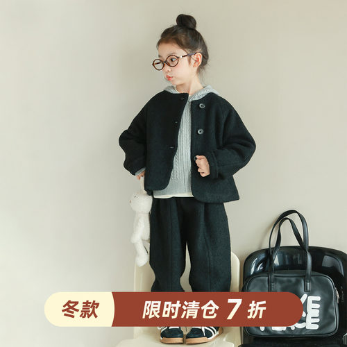 utouto毛呢外套+毛呢中线休闲裤