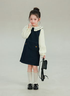 大耳象女童小爱心口袋牛仔背心裙2026春季新款宝儿无袖连衣裙子