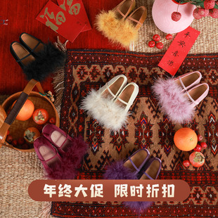 大耳象女童毛毛丝绒单鞋冬季新款宝儿女孩防滑橡胶时装鞋公主鞋子