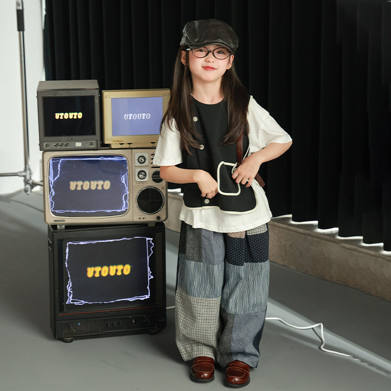 大耳象女童不规则扣子马甲秋季新款宝儿个性休闲无袖上衣