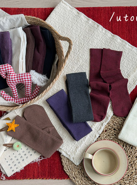大耳象女童细坑条加长中筒袜2026秋季新款宝儿纯色堆堆袜休闲无骨