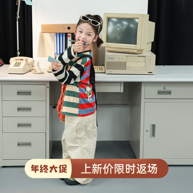 大耳象女童后背印花条纹T恤秋季新款宝儿小众纯棉圆领长袖上衣,童装/婴儿装/亲子装,T恤,淘宝优惠券,粉丝福利购,淘宝优惠卷