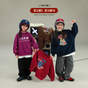 utouto大耳象女童印花加绒卫衣2025冬季 宝儿休闲百搭厚上衣 新款