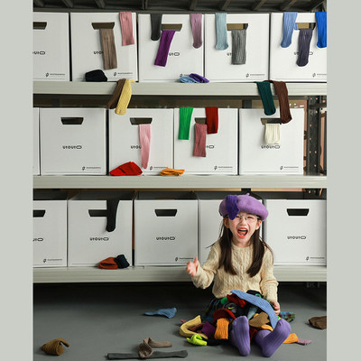 utouto大耳象女童纯色中筒袜2025秋季新款宝儿无骨接缝百搭袜子