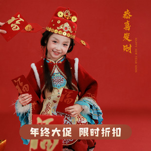 国风套装 大耳象女童古风绣花连衣裙冬新款 宝儿拜年服保暖新中式