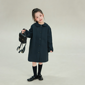 宝儿休闲复古长袖 新款 上衣 风衣外套2026春季 大耳象女童翻领长款