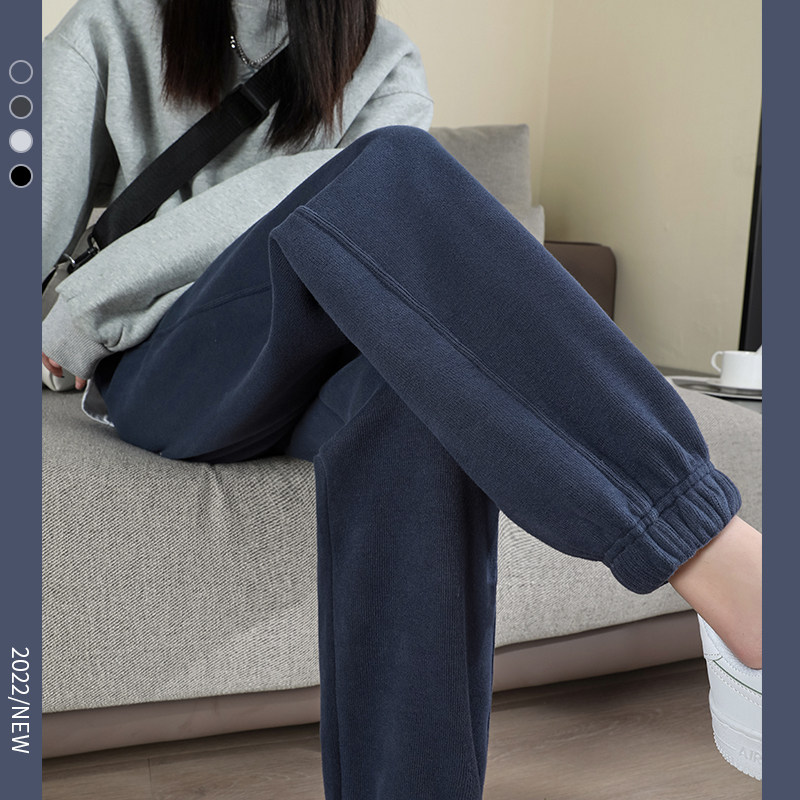 运动裤女春秋薄款2022新款束脚休闲女裤冬加绒裤子小个子卫裤春款