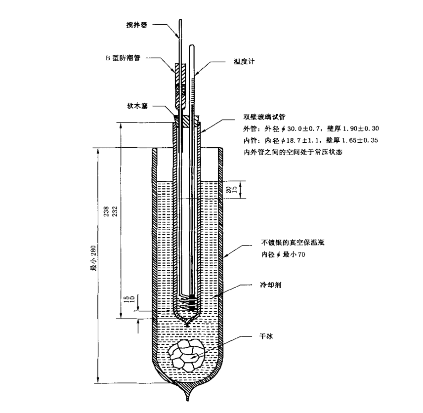 喷气燃料冰点试管结晶点试管GB/2430冰点试管 双层真空干燥试管