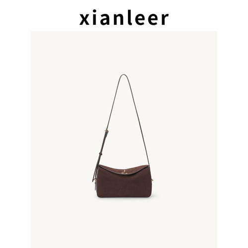 XIANLEER香蕾尔2026秋冬新款真皮简约小众高级感翻盖单肩包斜跨包