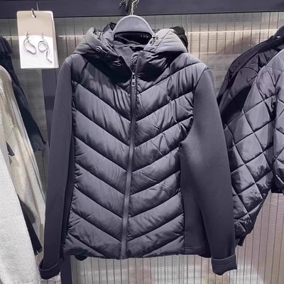 2024 秋冬女装 立领修身长袖棉衣拼接连帽棉服外套 8073205