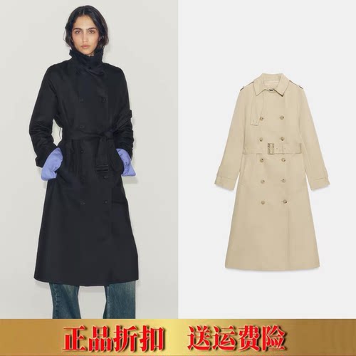 ZA家2026秋季新品英伦风气质长袖翻领配腰带防水风衣外套 0518241