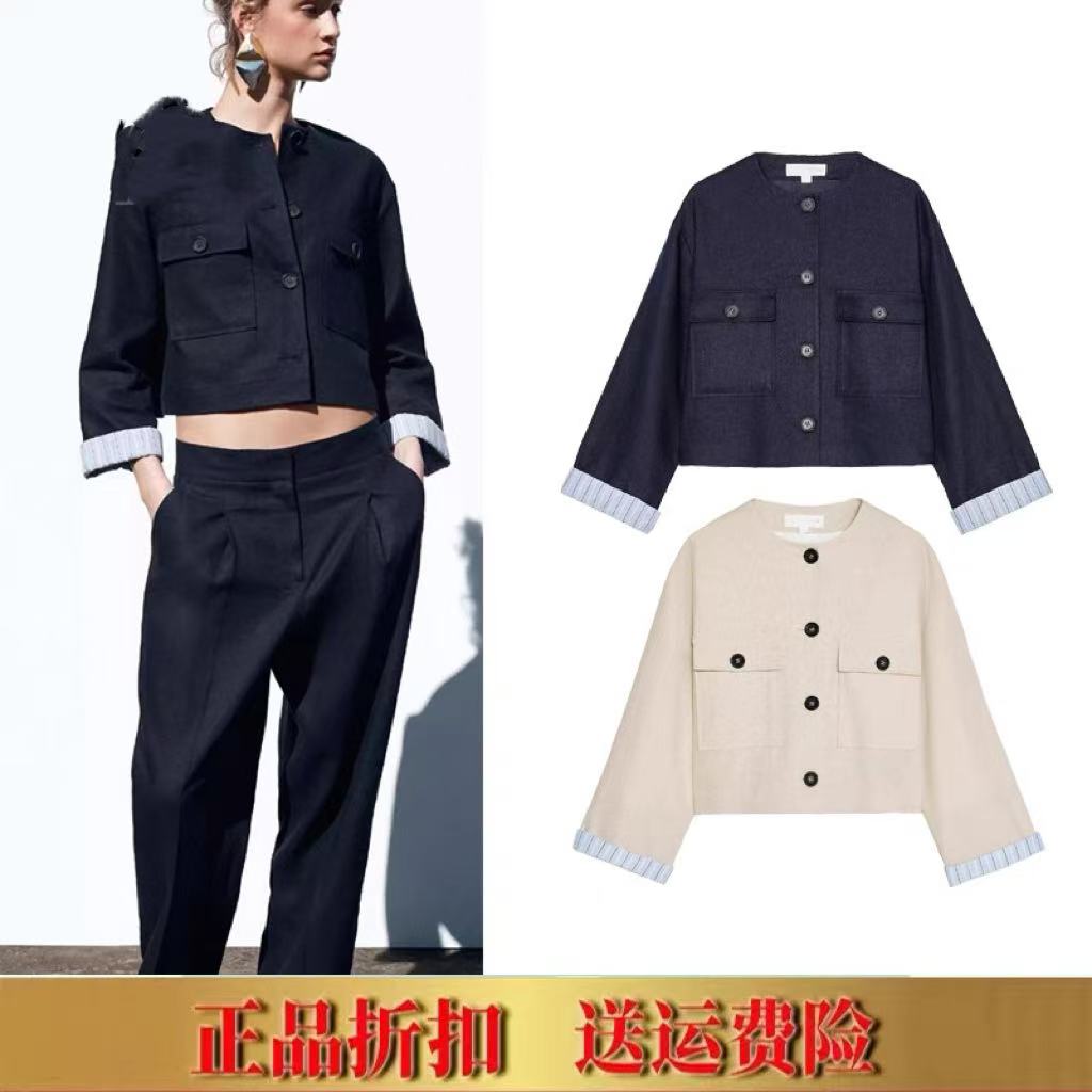 2025夏季新品 女装 薄款亚麻混纺短款外套 2753435