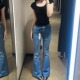 显瘦拖地长裤 设计感百搭修身 女新款 7223025 高腰弹力喇叭牛仔裤