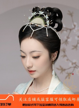 【月下】23年6月新品翡翠蝴蝶发钗发梳发冠原创汉服配饰-230605