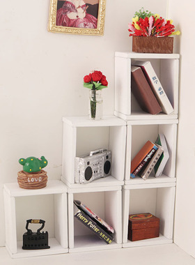 1:12娃娃屋家具Dollhouse迷你微缩食玩OB11/BJD场景白色格子框