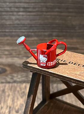 1:12娃娃屋Dollhouse迷你微缩OB11/BJD场景KT红色花洒园艺洒水壶