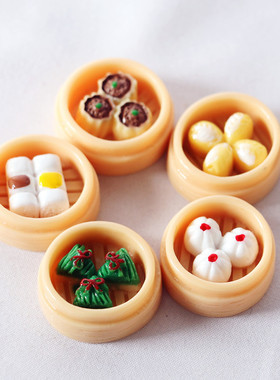 1:12娃娃屋Dollhous迷你微缩食玩仿真小笼蒸饺烧麦港式茶餐厅场景