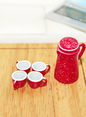 1:12娃娃屋Dollhouse迷你微缩食玩OB11/BJD场景红色/蓝色水壶套装