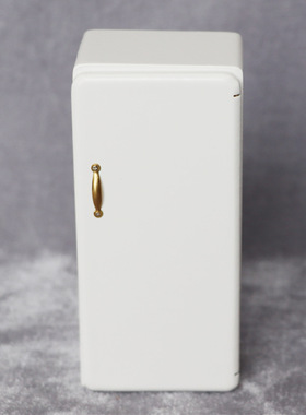 1:12娃娃屋dollhouse迷你家具微缩厨房场景白色复古单门冰箱模型