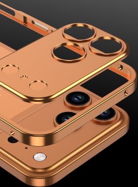 适用于iPhone17金属边框手机壳苹果17ProMax镜头圈保护套iphoneari镂空透气散热17PM包边框超薄17pro铁中框架