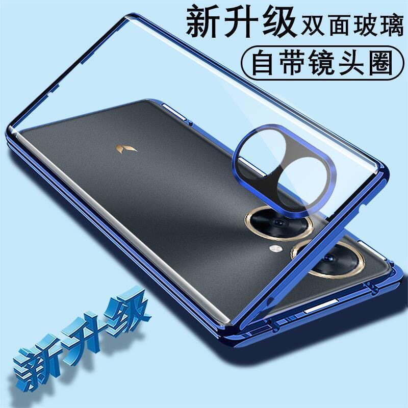 vivo Y35+手机壳双面钢化玻璃磁吸y35+镜头全包防摔V2279A新款透明男女款金属边框外壳卡扣锁扣5G保护套适用