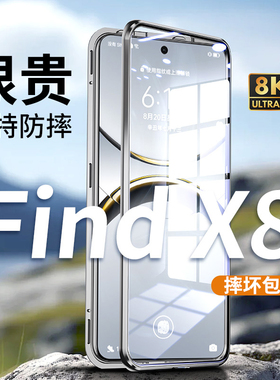 适用oppofindx8手机壳新款oppo find x7ultra/x6pro防摔全包镜头保护双面玻璃透明超薄壳膜一体防偷窥u保护套