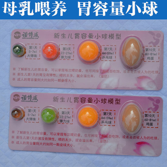 母乳喂养宣传教具教学模型 新生儿胃容量小球模型 胃体积对比模型