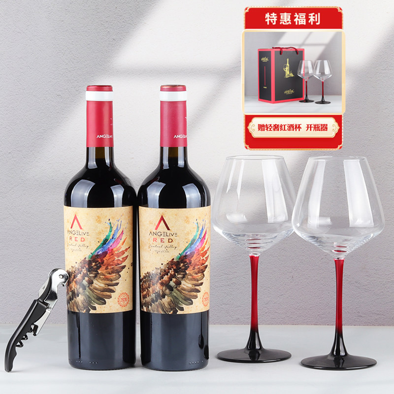 智利原瓶进口天使人生红带卡门妮雅干红葡萄酒双支礼盒装正品保证
