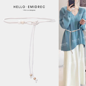 简约时尚 饰连衣裙配裙子毛衣 百搭腰带配饰女细皮绳腰绳腰链编织装