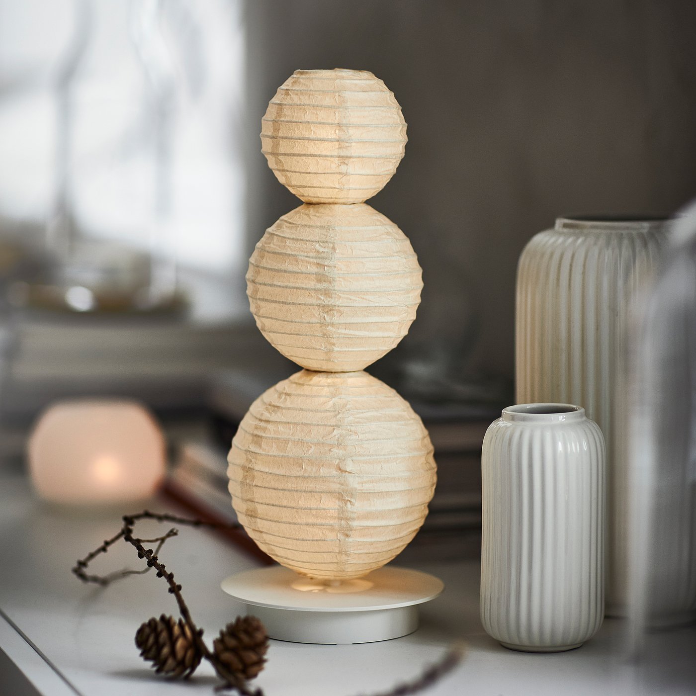 IKEA宜家代购思吉拉LED装饰性台灯球形电池操作白色客厅装饰灯