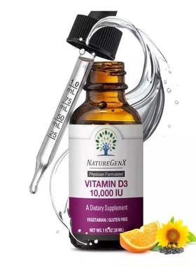 Vitamin D Liquid Drops for Adults: Vegan D3 10000 IU for